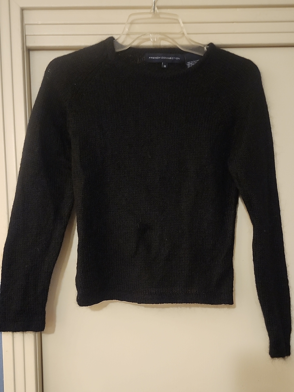 French Connection Womens Black Crewneck Knit Sweater
